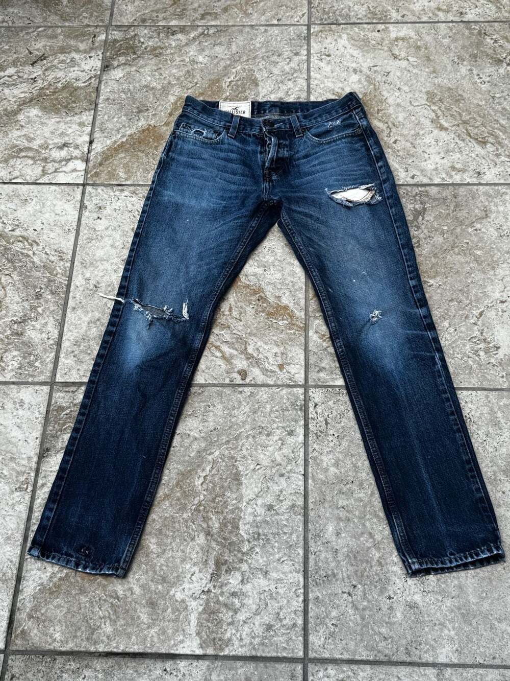 Y2K Hollister California Men's Distressed Blue Denim Jeans Size 30x32